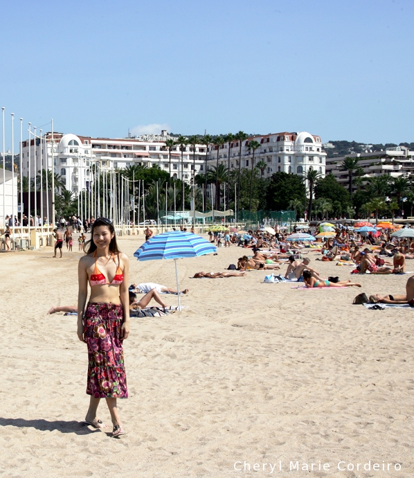 Cheryl Marie Cordeiro, Cannes, France. Beach.