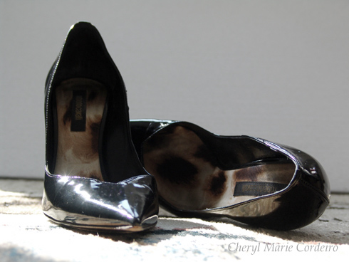 Roberto Cavalli black patent stilettos, shoes. At Cheryl Marie Cordeiro