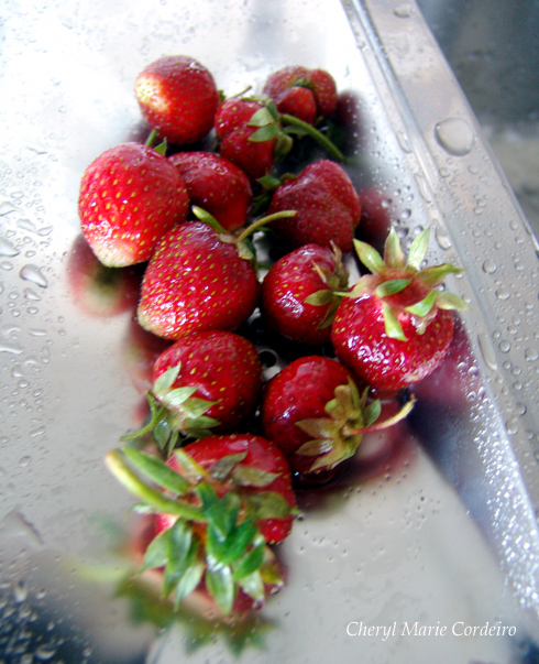 Swedish grown strawberries in sink