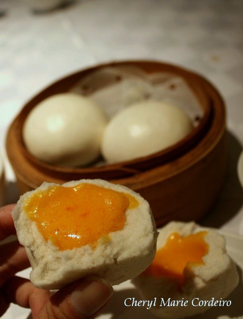 Steamed eggyolk buns, dim sum or yam cha in Hong Kong.