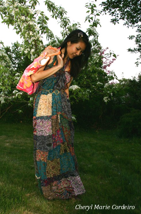 Cheryl Marie Cordeiro-Nilsson in Indiska dress and Emilio Pucci bag.