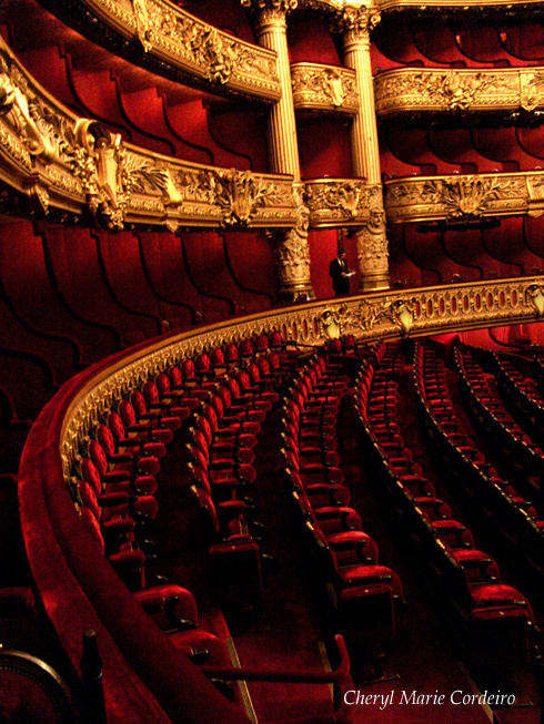 The theatre seats in the Paris Opera or Opéra Garnier, France