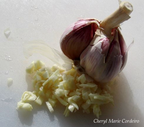 Fresh garlic in a bulb