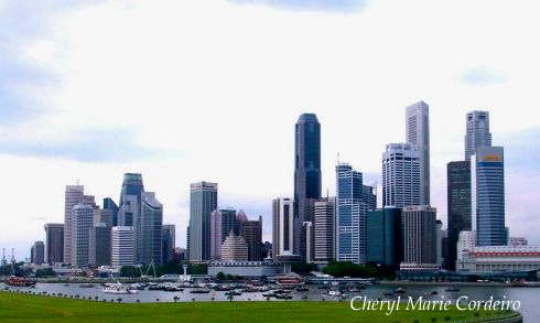 Singapore skyling from Benjamin Shears Bridge, Singapore