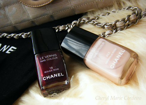 Chanel Rouge Noir no. 18 and Chanel no. 453 Magnolia Rose nail varnish