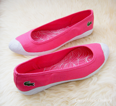 La Agrade Lacoste, hot pink, cerise canvas flats