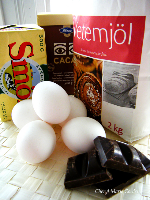 Ingredients for chocolate brownie