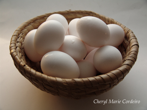 Eggs for the semolina cake, at Cheryl Marie Cordeiro