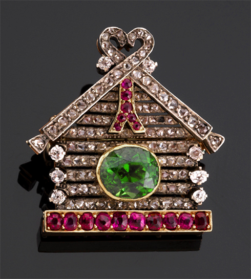 Russian made brooch. Rosecut diamonds and rubies. W.A. Bolin, Cheryl Marie Cordeiro