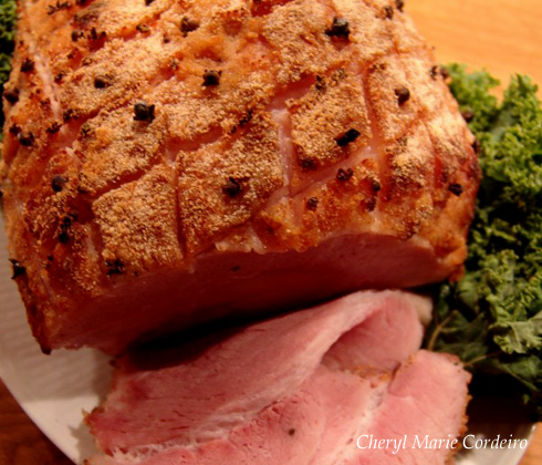 Swedish Christmas ham recipe, julskinka recept, green cabbage leaves Cheryl Marie Cordeiro