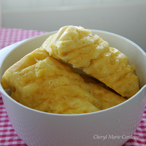 Pineapples before grating for pineapple jam and pineapple tarts