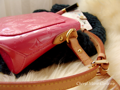 Louis Vuitton Minna Street in raspbery, framboise, patent leather sling bag