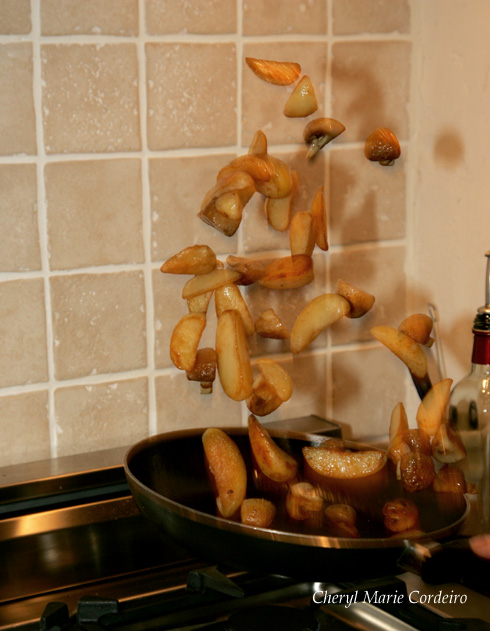Potatoes and mushroom, sauteed.
