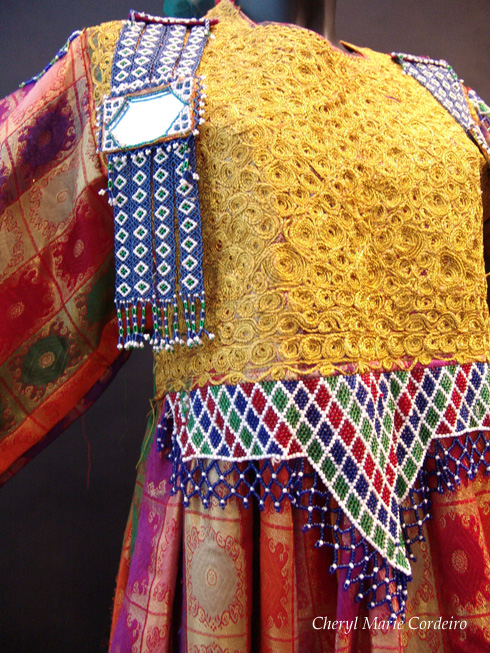 Embroidered and beaded bodice details, Afghan women's dress for Now Rooz