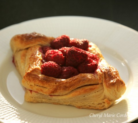 Danish pastry with fresh raspberry filling. 