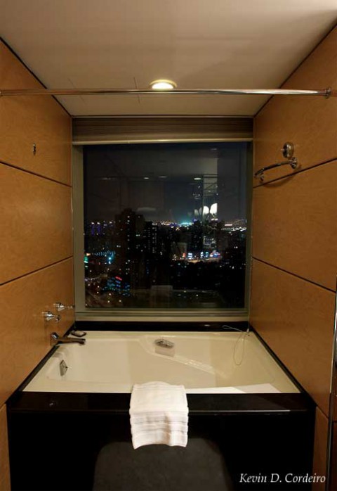 Hotel room, bathroom interior design, bathtub with a view, Kevin Dominic Cordeiro Photography.