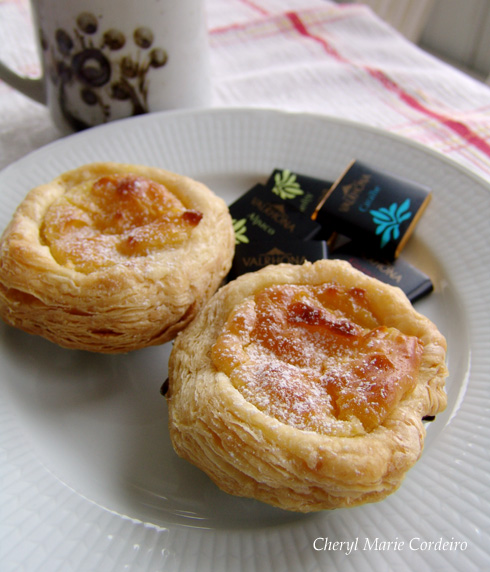 Custard egg tarts, made with puff pastry.