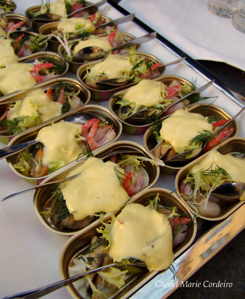 An hors d'oeuvre of seafood served in a small can, Western Swedish Academy of Gastronomy awards ceremony, 2010. 