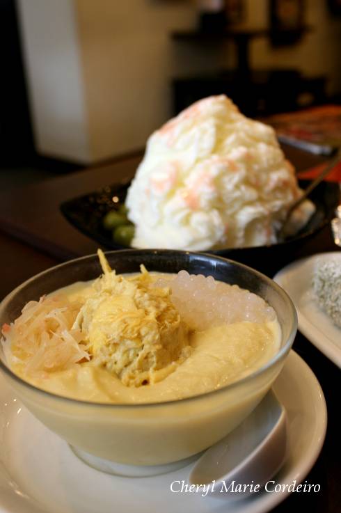 Durian with sago at Ji de Chi, Jurong Point, Singapore.