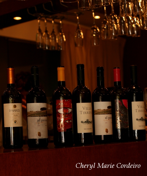 Selection of wines at La Braceria, Singapore.