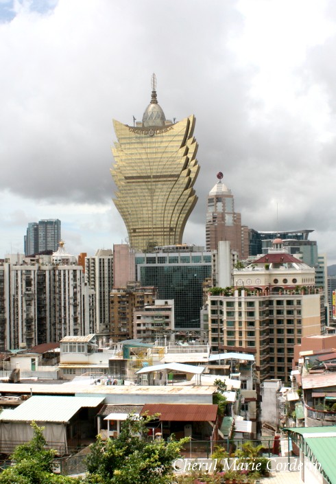 The Grand Lisboa as seen from the fortress, Macau.