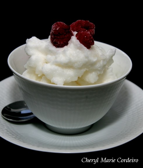 Home made elderberry sorbet.