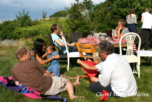 Late summer garden party / barbeque, Sweden.