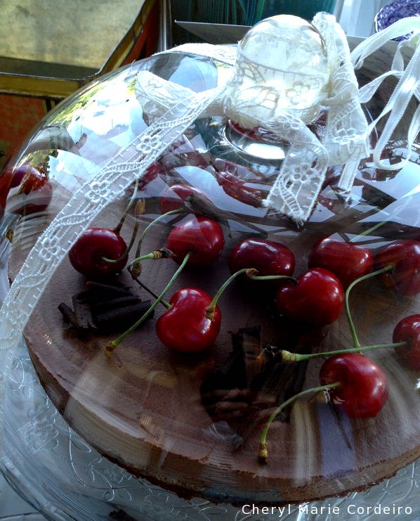 A chocolate cherry mousse cake